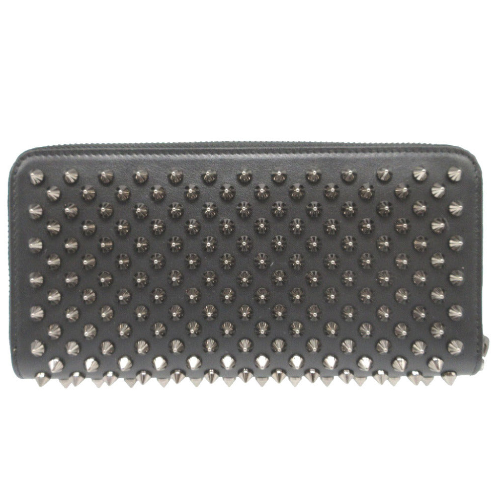 Christian Louboutin Long Wallet Purse 1165044 leather black Zip Around studs Panettone unisex(Unisex) Used Authentic