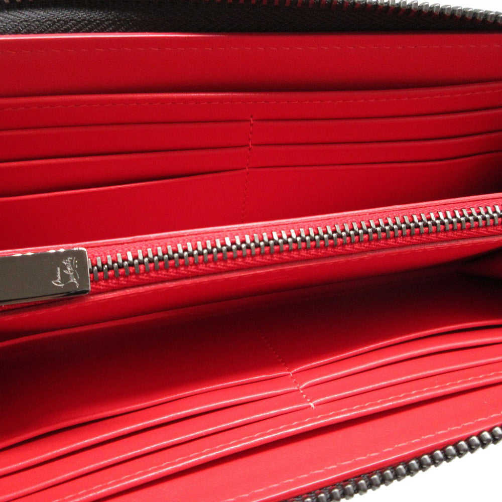 Christian Louboutin Long Wallet Purse 1165044 leather black Zip Around studs Panettone unisex(Unisex) Used Authentic