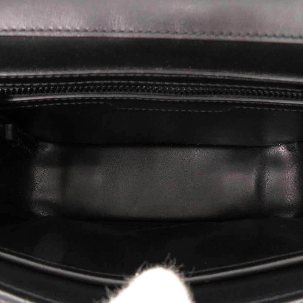 BURBERRY Shoulder Bag leather black Leopard Women Used Authentic
