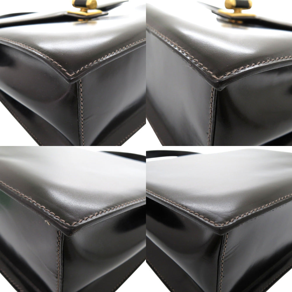 GUCCI Handbag leather black Old Gucci Turnlock Formal Bag Women Used Authentic
