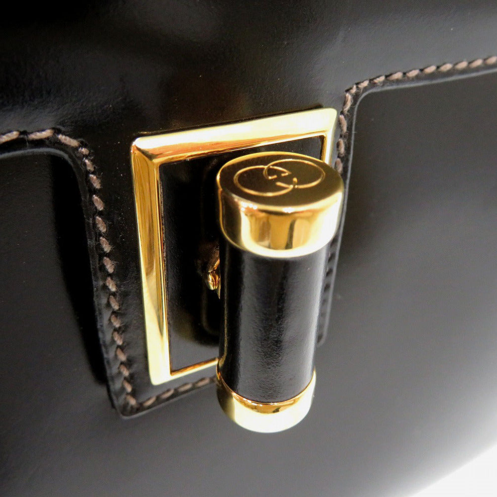 GUCCI Handbag leather black Old Gucci Turnlock Formal Bag Women Used Authentic