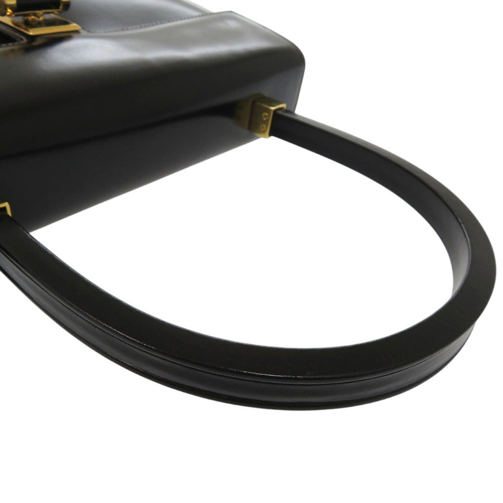 GUCCI Handbag leather black Old Gucci Turnlock Formal Bag Women Used Authentic