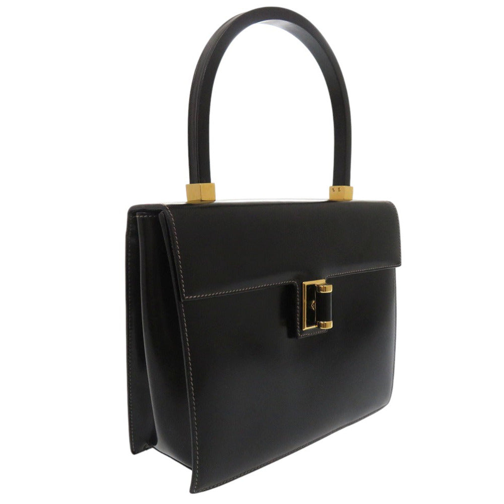 GUCCI Handbag leather black Old Gucci Turnlock Formal Bag Women Used Authentic