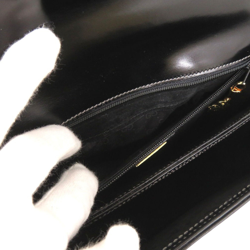 GUCCI Handbag leather black Old Gucci Turnlock Formal Bag Women Used Authentic