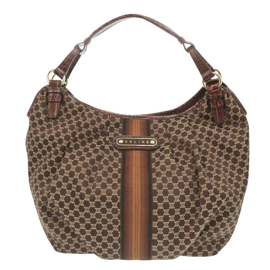CELINE Handbag Canvas, Leather Brown one belt Macadam Women Used Authentic