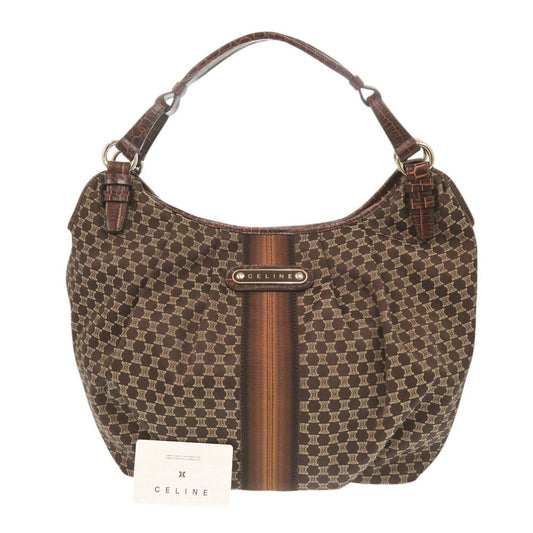 CELINE Handbag Canvas, Leather Brown one belt Macadam Women Used Authentic
