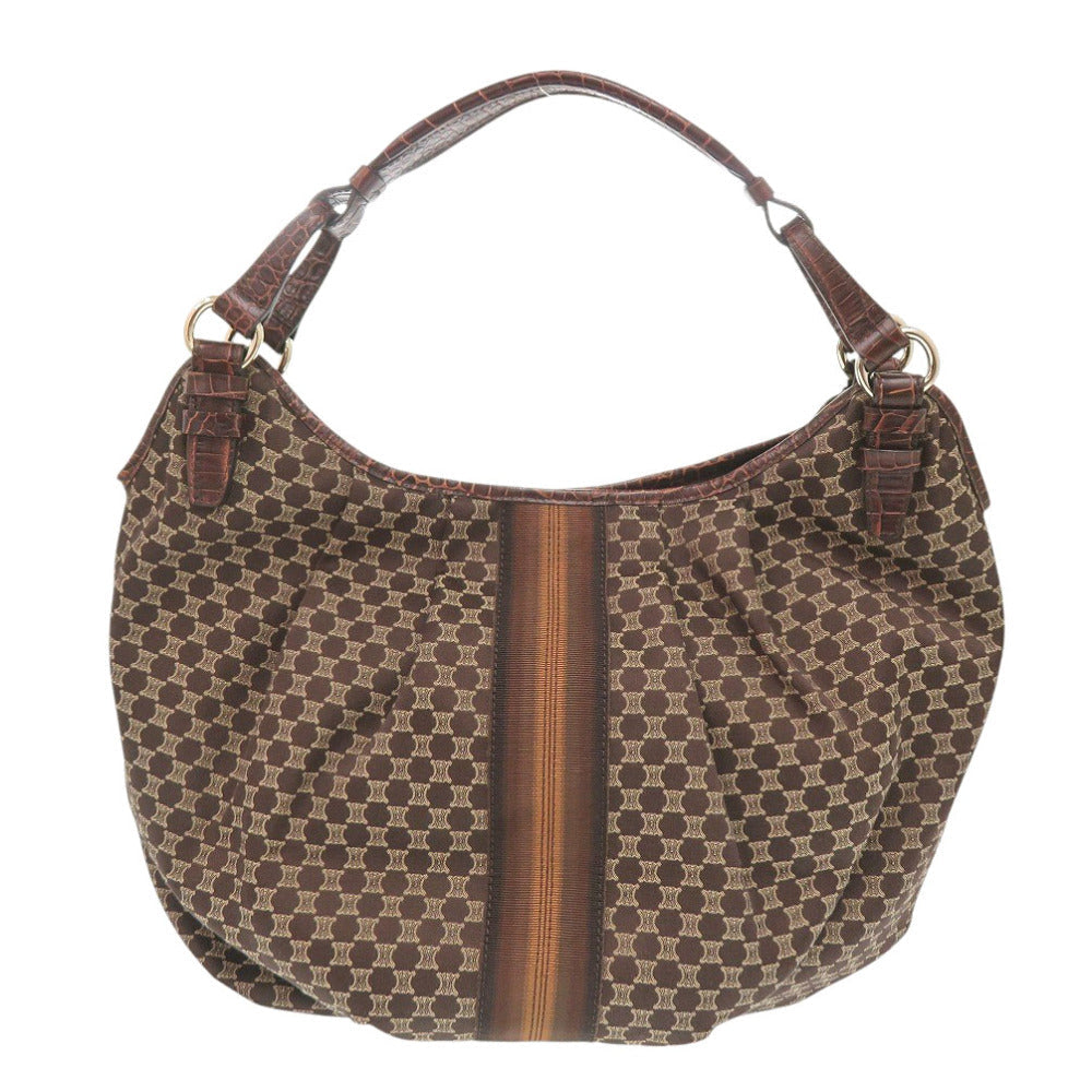 CELINE Handbag Canvas, Leather Brown one belt Macadam Women Used Authentic