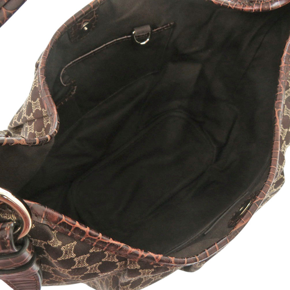 CELINE Handbag Canvas, Leather Brown one belt Macadam Women Used Authentic