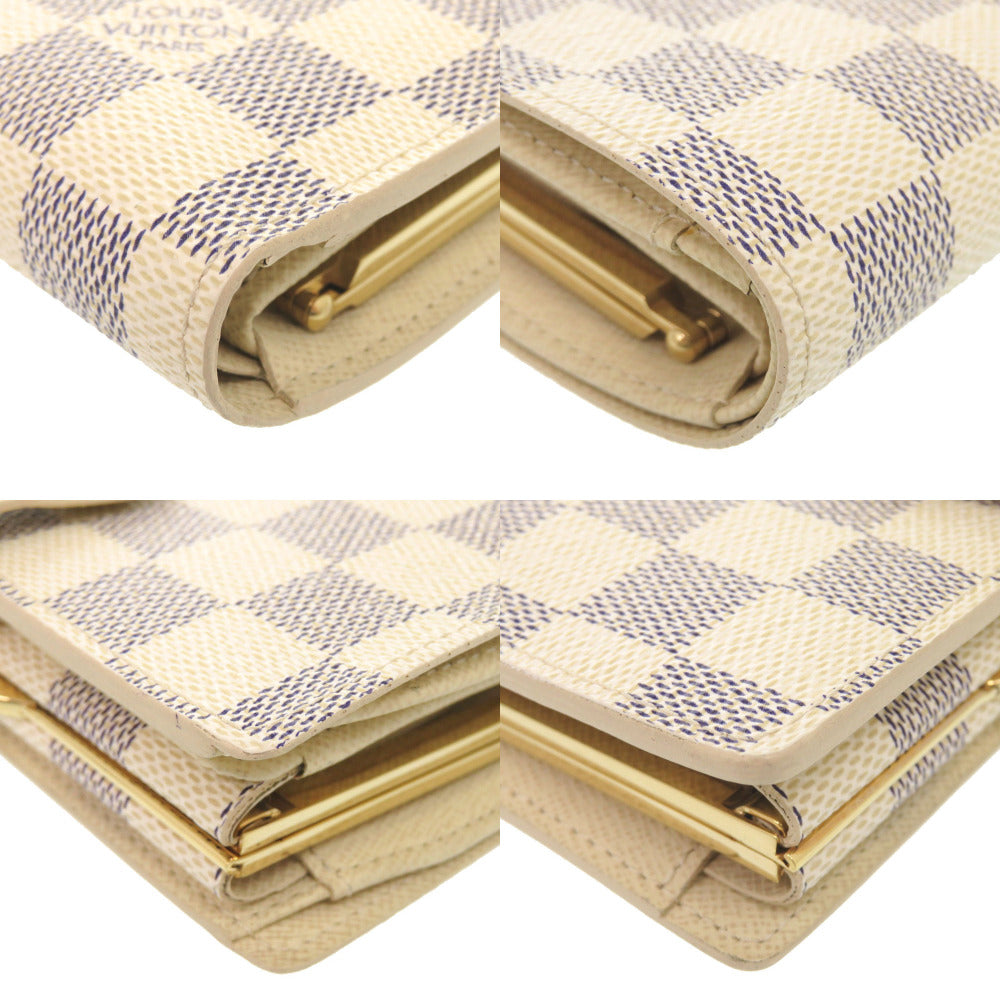 LOUIS VUITTON Bifold Wallet N61676 Damier Azur Canvas white Damier Azur Portefeuille Viennoiserie Women Used Authentic