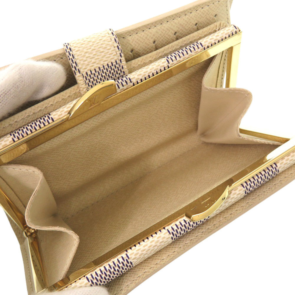 LOUIS VUITTON Bifold Wallet N61676 Damier Azur Canvas white Damier Azur Portefeuille Viennoiserie Women Used Authentic