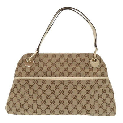 GUCCI Tote Bag 121023 GG canvas, leather beige Women Used Authentic