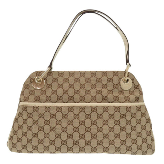 GUCCI Tote Bag 121023 GG canvas, leather beige Women Used Authentic