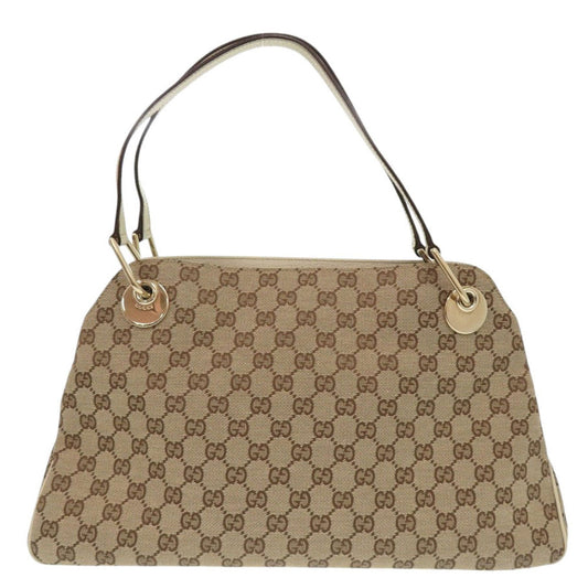 GUCCI Tote Bag 121023 GG canvas, leather beige Women Used Authentic