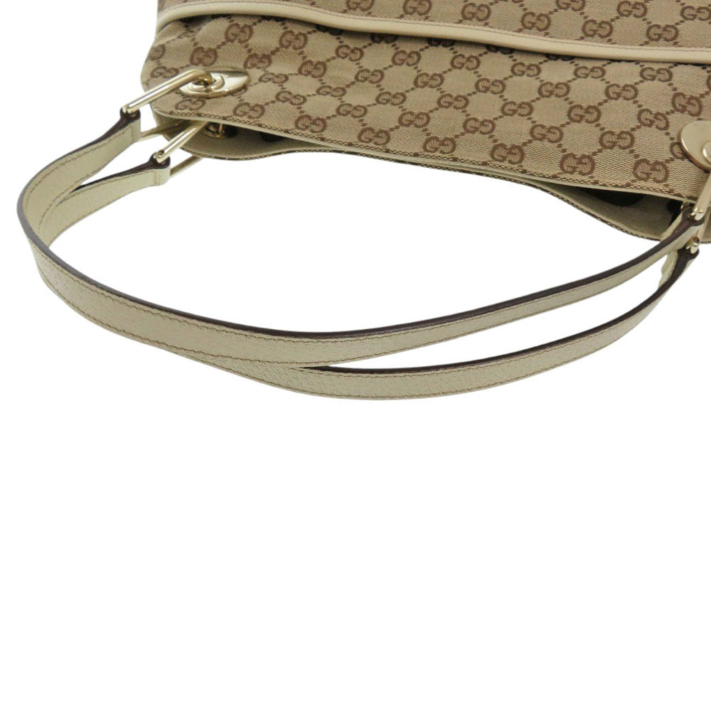 GUCCI Tote Bag 121023 GG canvas, leather beige Women Used Authentic