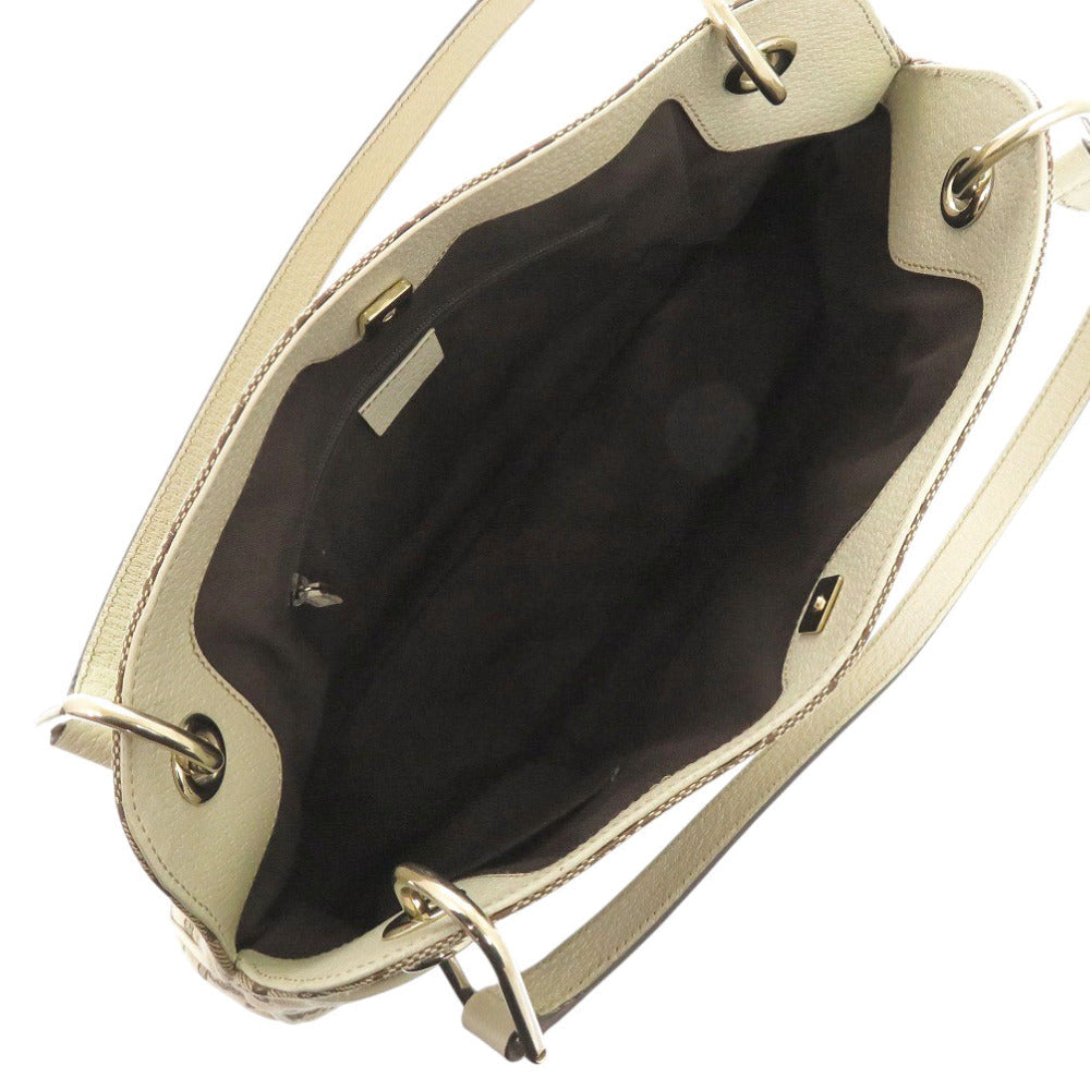 GUCCI Tote Bag 121023 GG canvas, leather beige Women Used Authentic