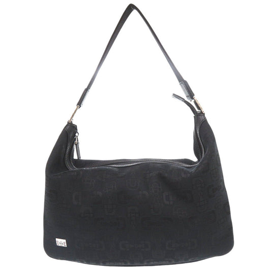 GUCCI Shoulder Bag 211523 canvas black Horsebit Pattern Women Used Authentic