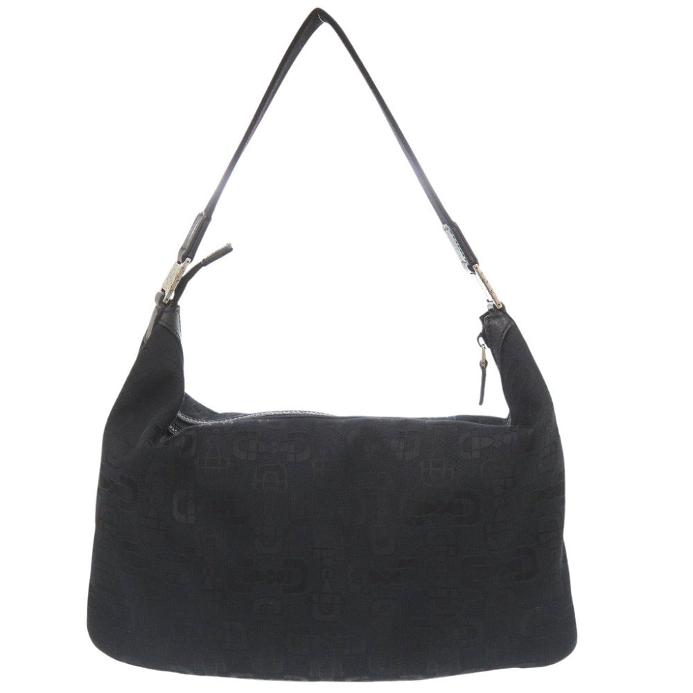 GUCCI Shoulder Bag 211523 canvas black Horsebit Pattern Women Used Authentic