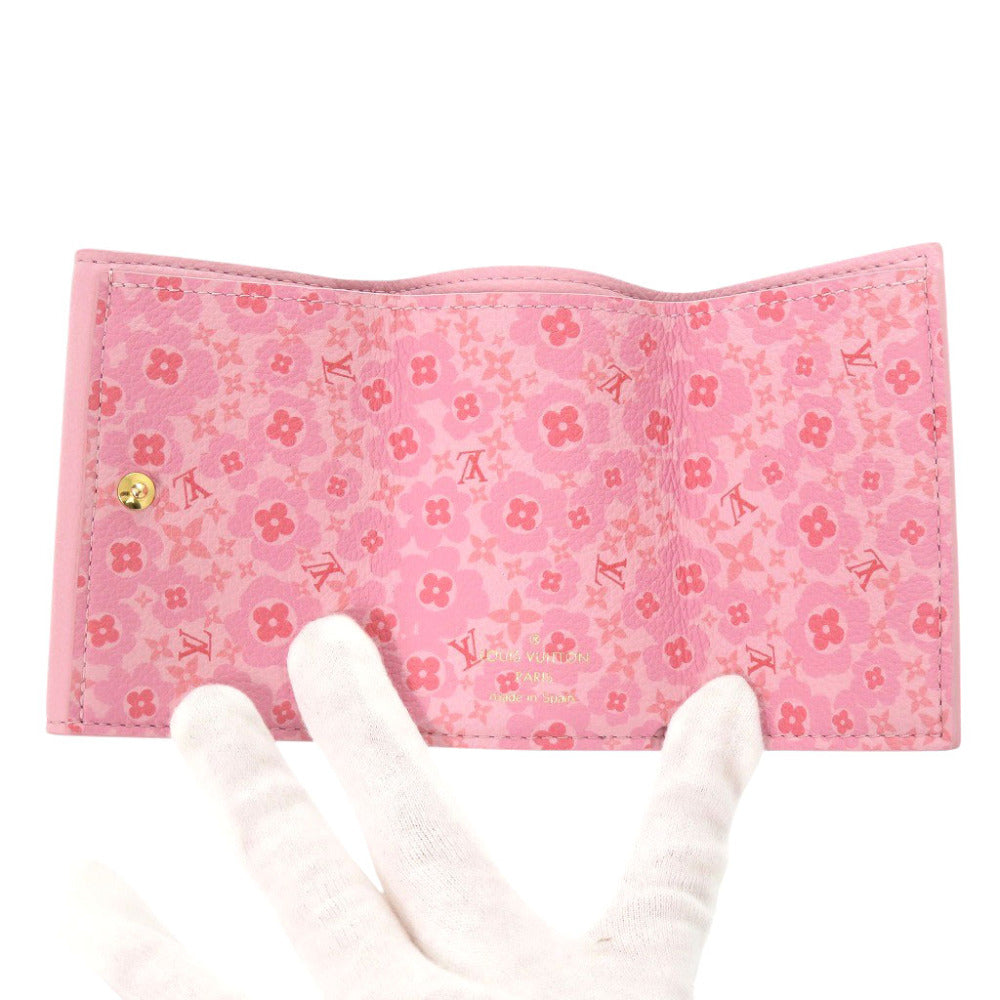 LOUIS VUITTON Tri-fold wallet M80088 leather pink Portefeuille Rock Mini Women Used Authentic