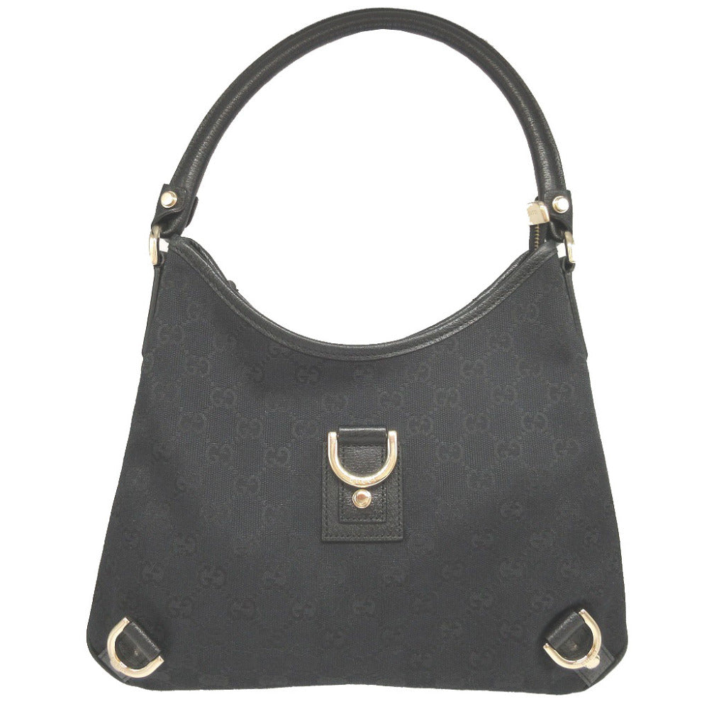 GUCCI Shoulder Bag 130738 GG canvas, leather black Abbey