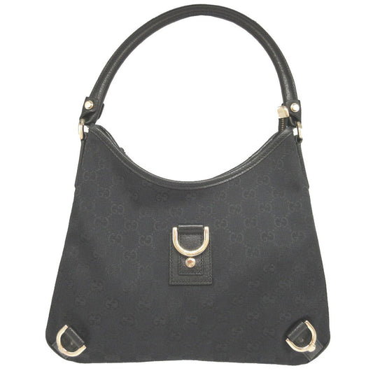 GUCCI Shoulder Bag 130738 GG canvas, leather black Abbey