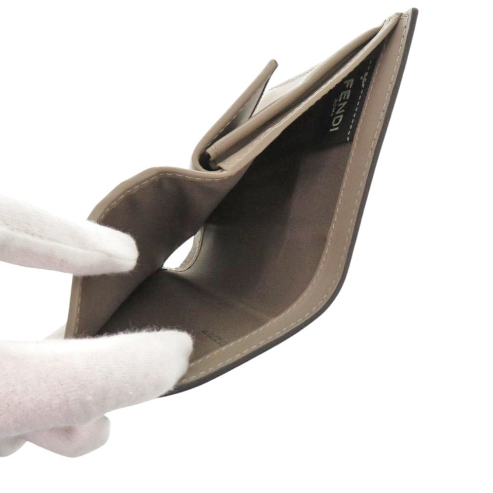 FENDI Bifold Wallet 8M0387 leather beige Ehuise Fendi Women Used Authentic