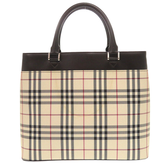 BURBERRY Handbag Canvas, Leather beige Nova Check Women Used Authentic