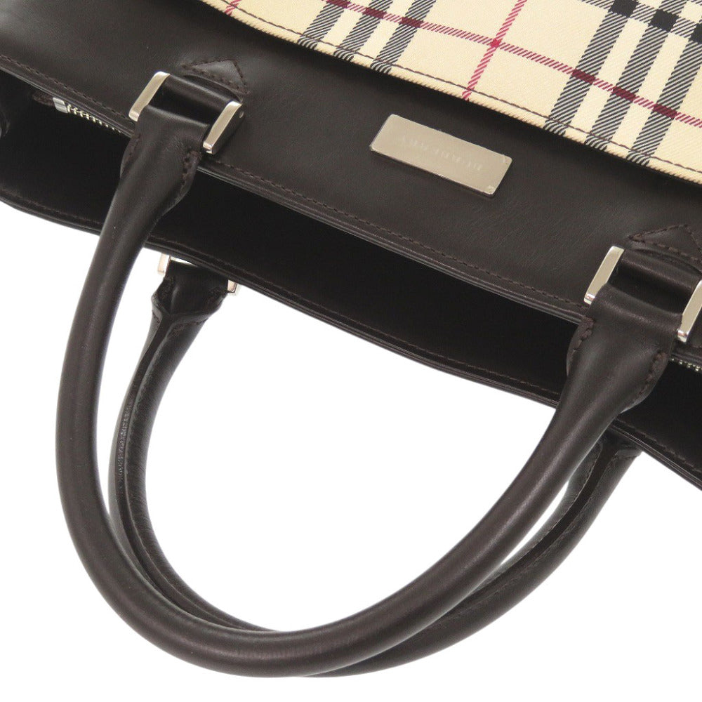 BURBERRY Handbag Canvas, Leather beige Nova Check Women Used Authentic