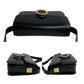 CELINE Shoulder Bag leather black Circle logo Metal Women Used Authentic