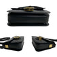 CELINE Shoulder Bag leather black Circle logo Metal Women Used Authentic