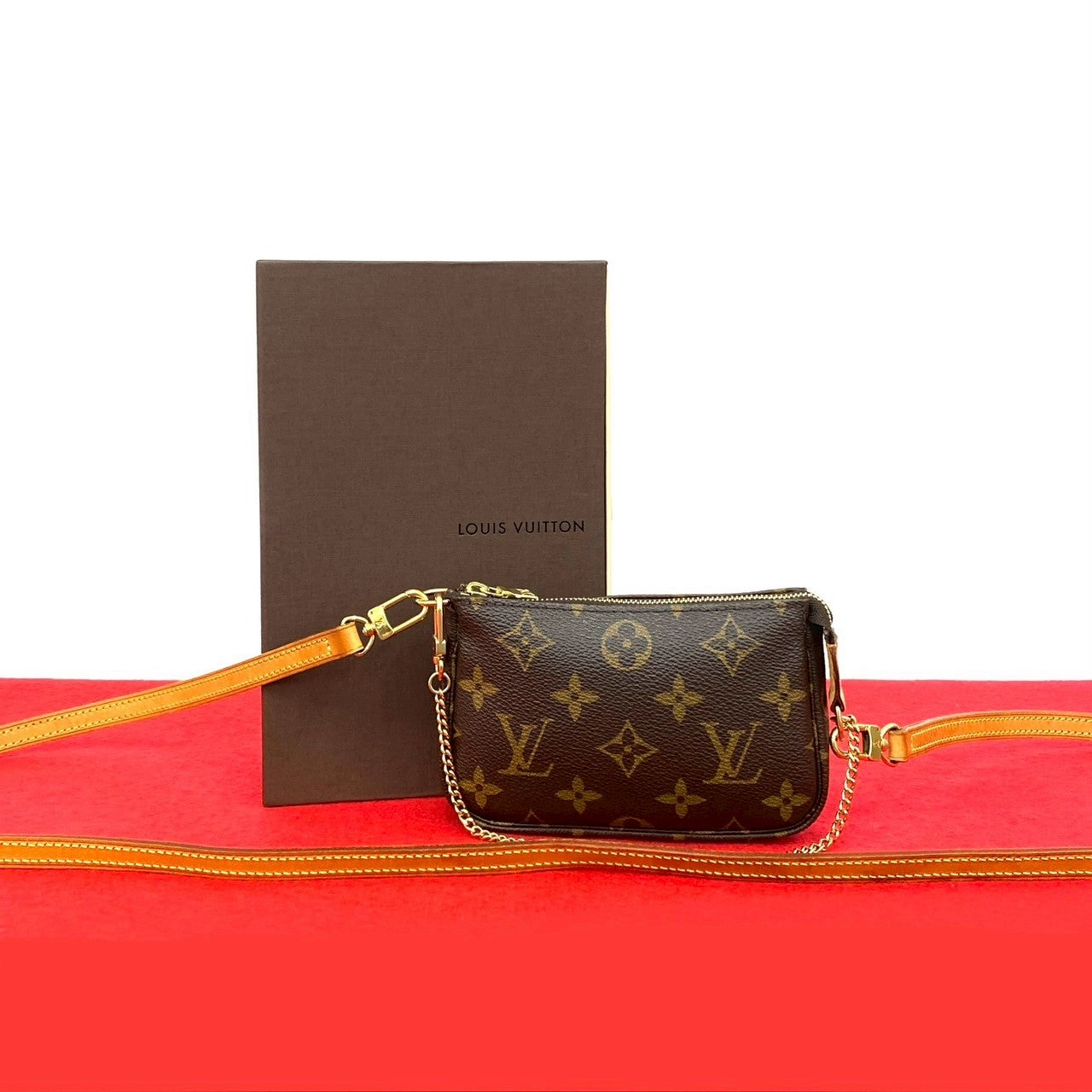 LOUIS VUITTON Shoulder Bag leather Brown Monogram Mini Pochette Accessoires