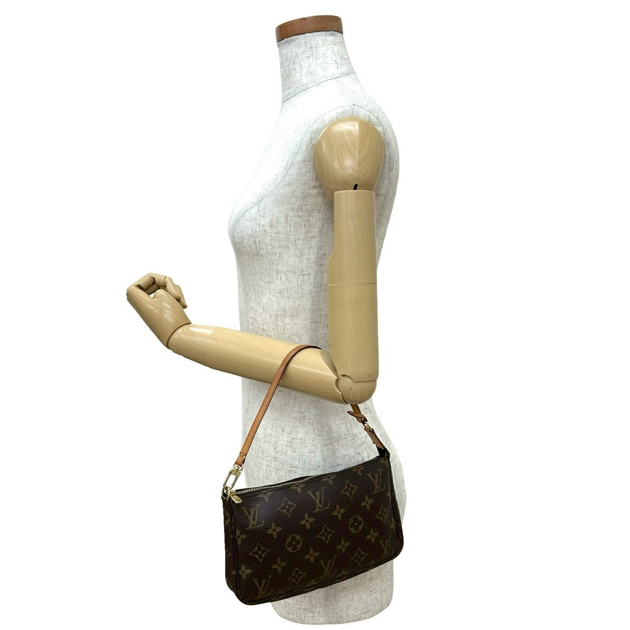 LOUIS VUITTON Handbag leather Brown Monogram Pochette Accessoires