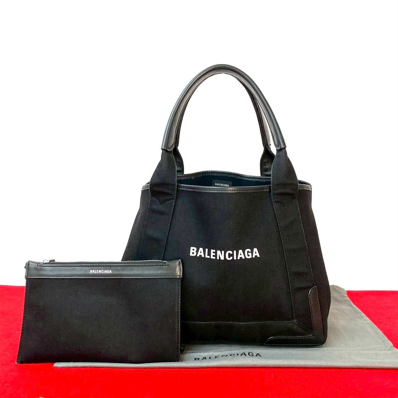 BALENCIAGA Tote Bag canvas black Navy kabas S