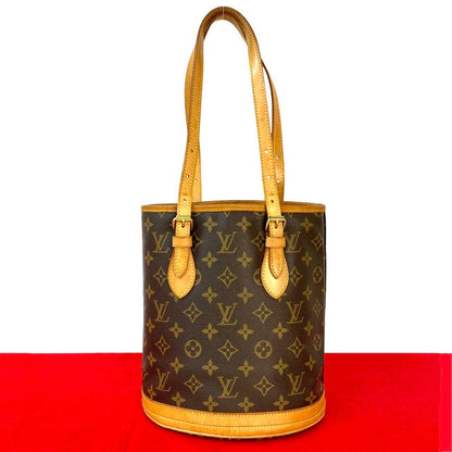 LOUIS VUITTON Tote Bag leather Brown Monogram Bucket