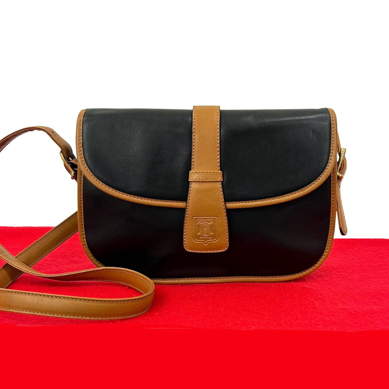 CELINE Shoulder Bag leather black