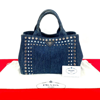 PRADA Handbag denim blue Canapa