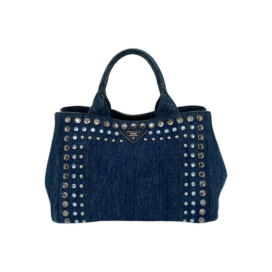 PRADA Handbag denim blue Canapa