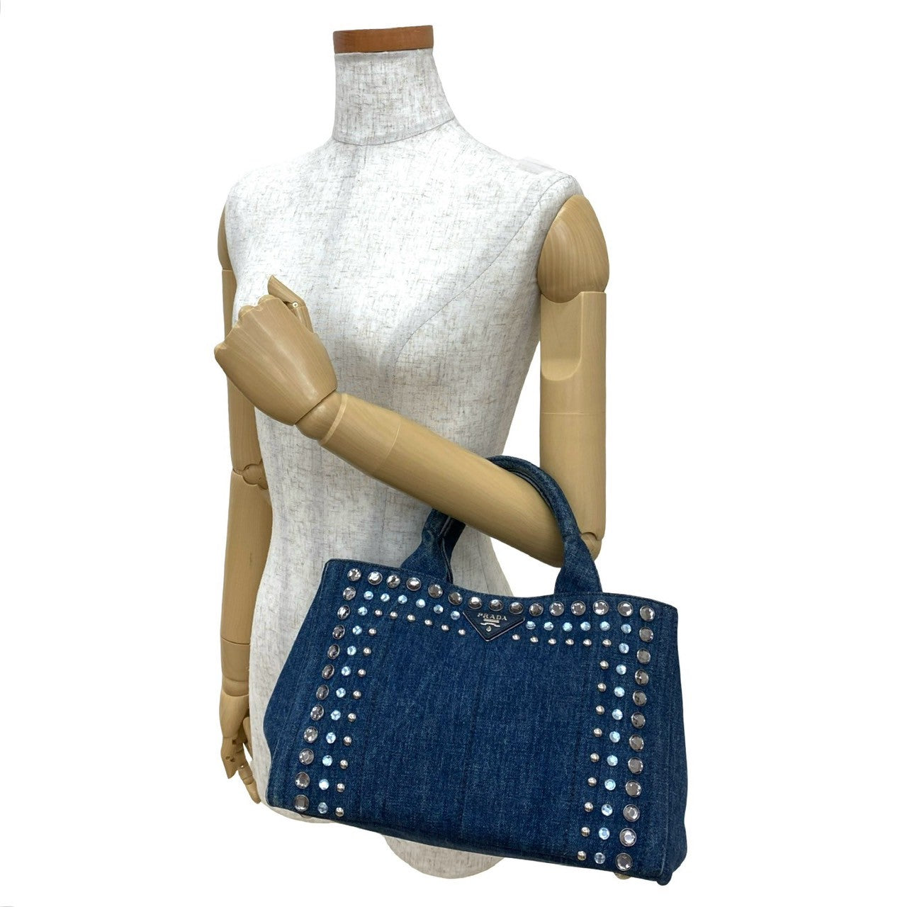 PRADA Handbag denim blue Canapa