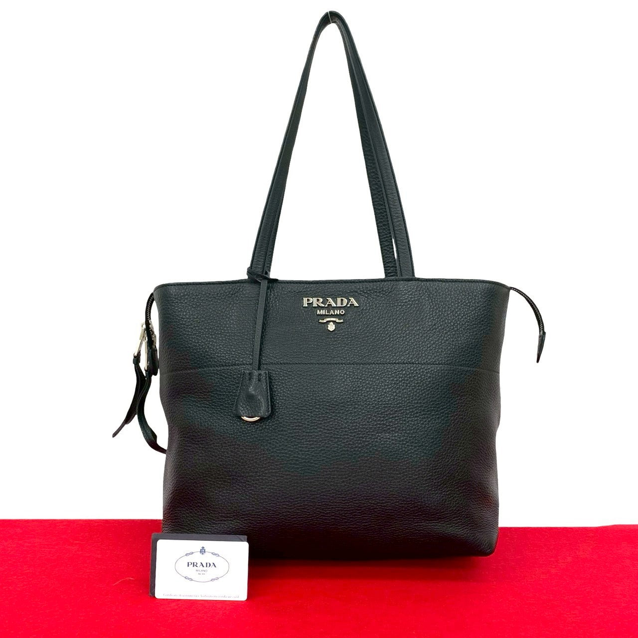 PRADA Tote Bag leather black