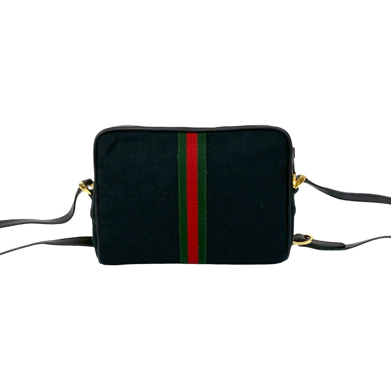 GUCCI Shoulder Bag canvas black Sherry line