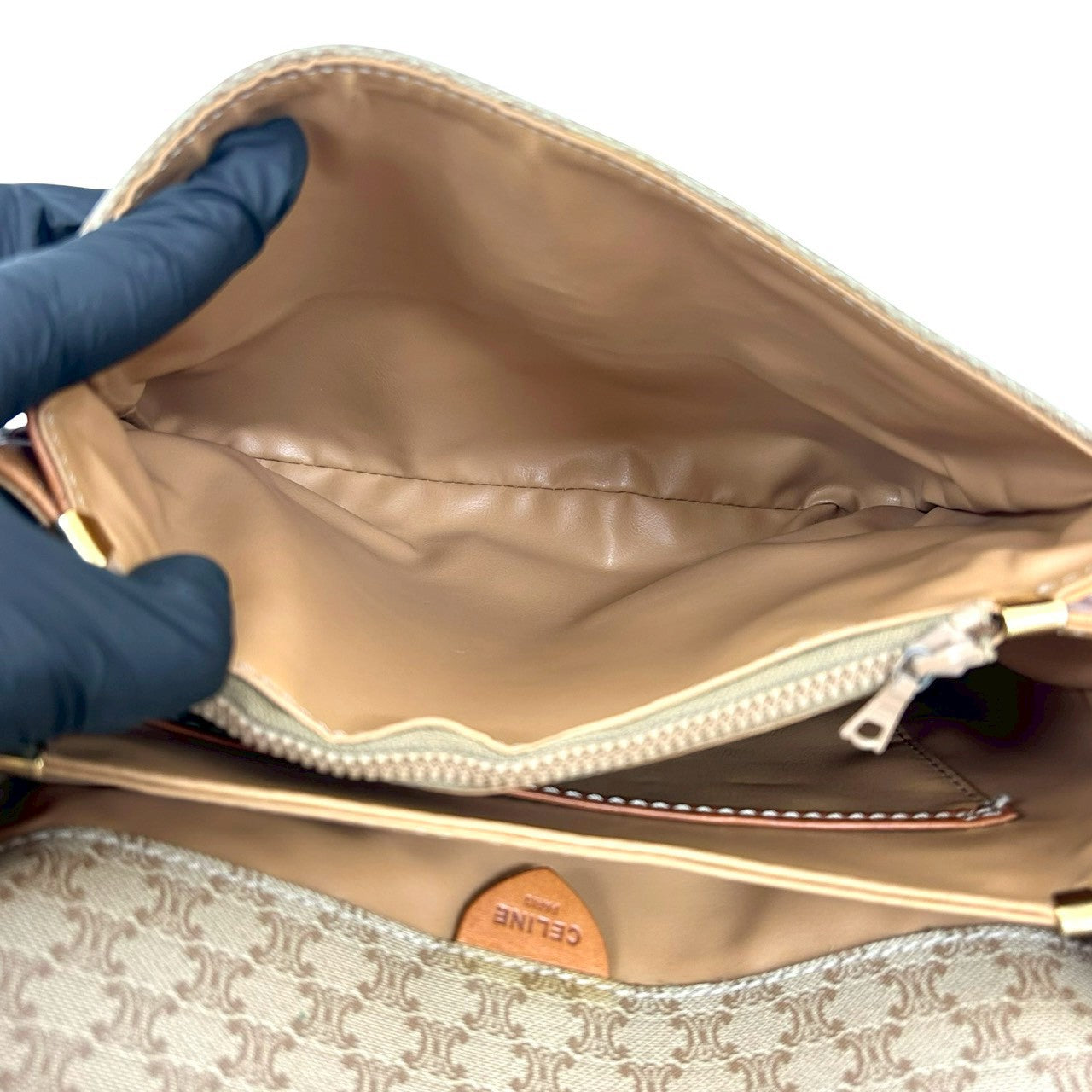 CELINE Shoulder Bag leather beige