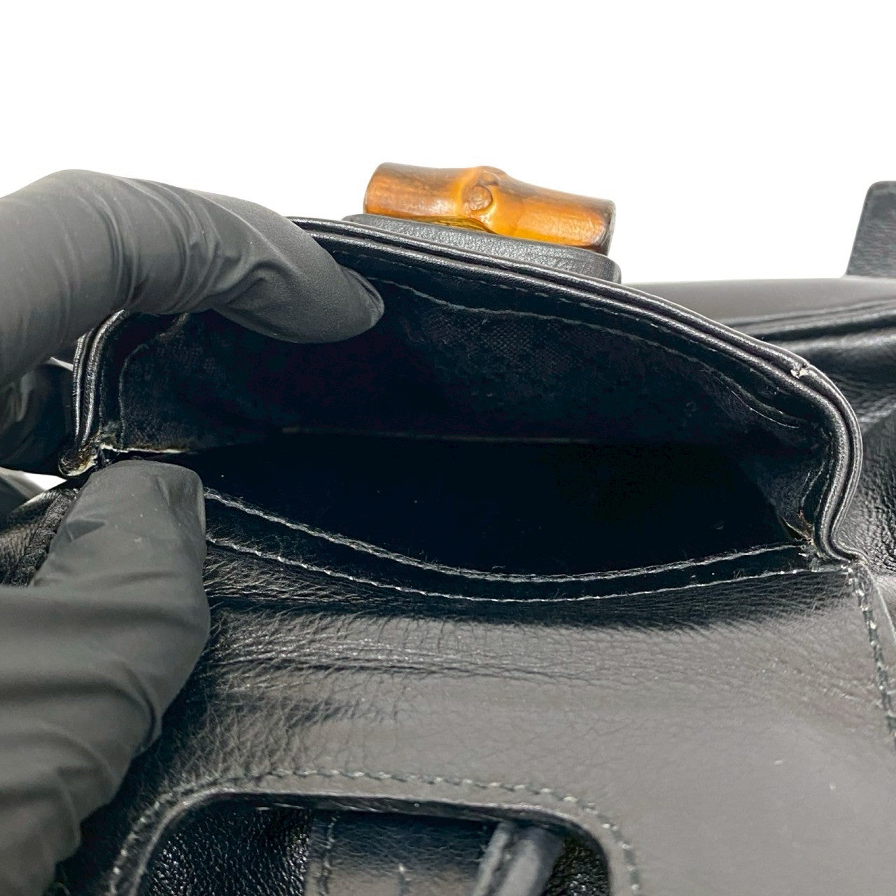 GUCCI Backpack leather black Bamboo