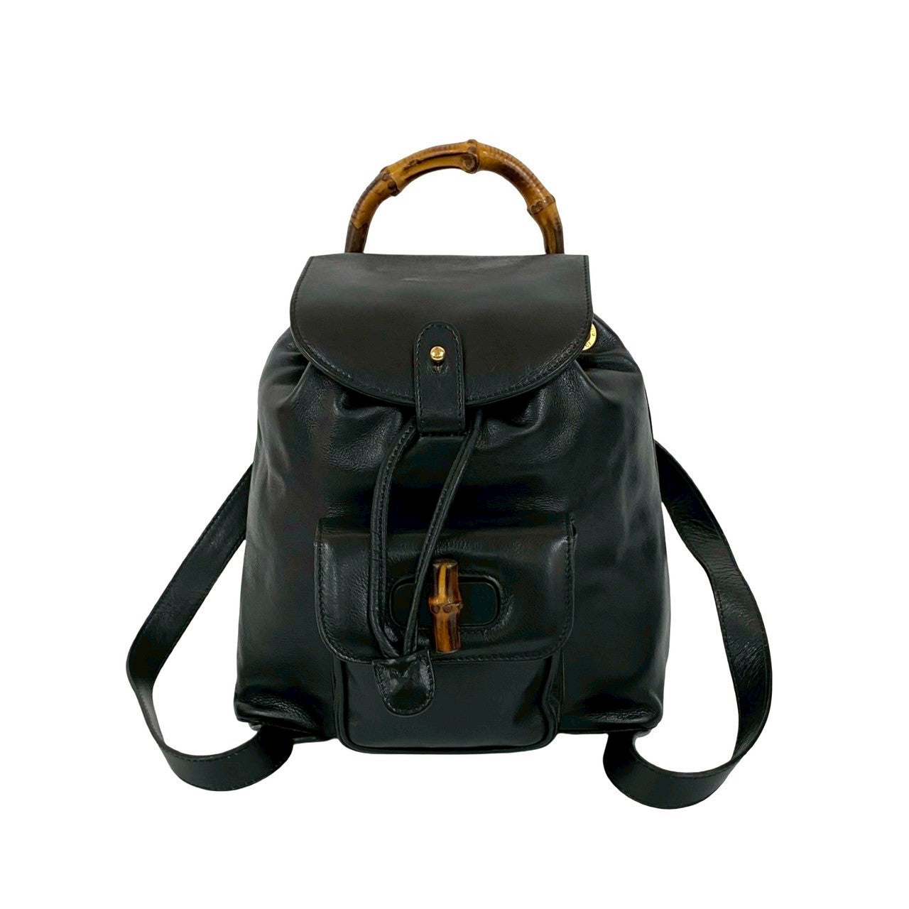 GUCCI Backpack leather black Bamboo