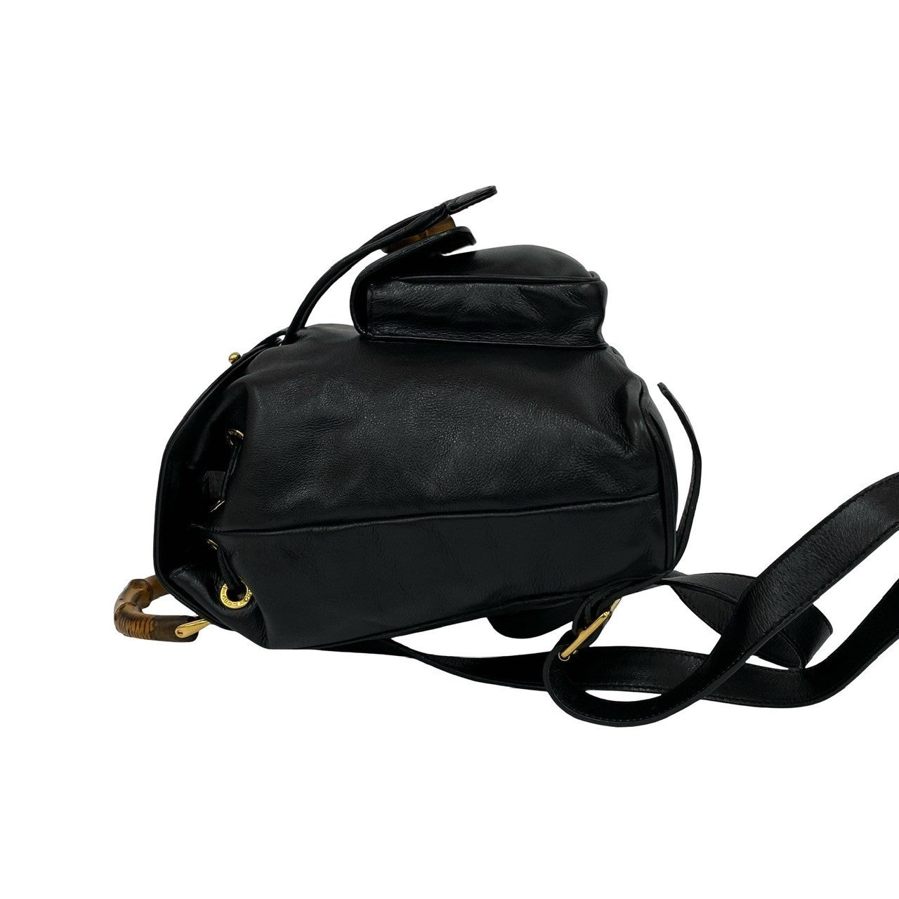 GUCCI Backpack leather black Bamboo
