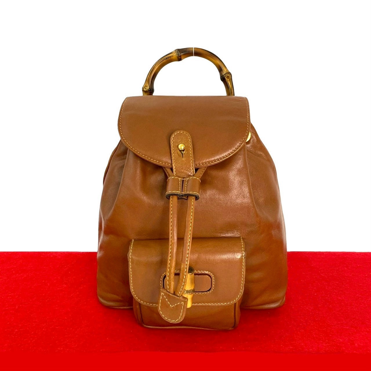 GUCCI Backpack leather Brown Bamboo