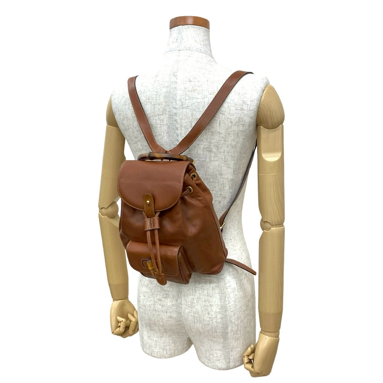 GUCCI Backpack leather Brown Bamboo