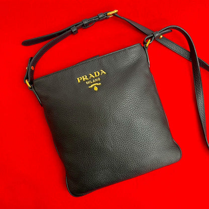PRADA Shoulder Bag leather black