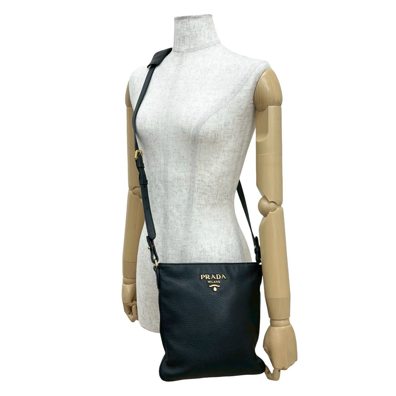 PRADA Shoulder Bag leather black