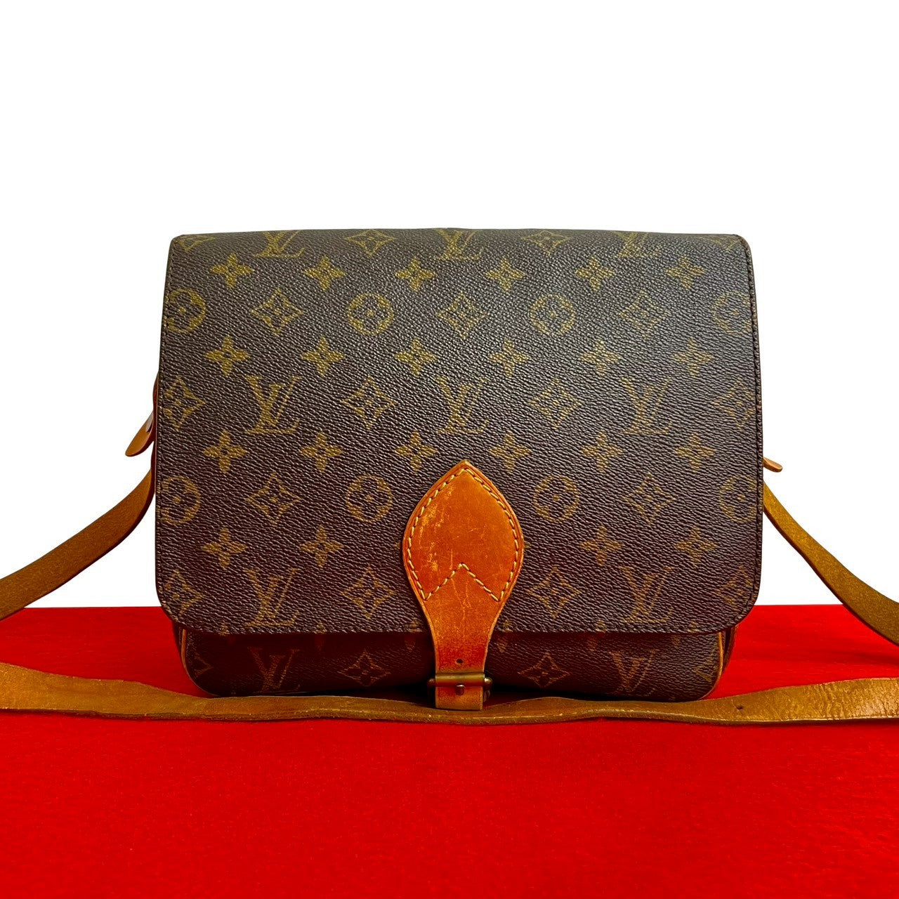 LOUIS VUITTON Shoulder Bag leather Brown Monogram Cartouchiere GM