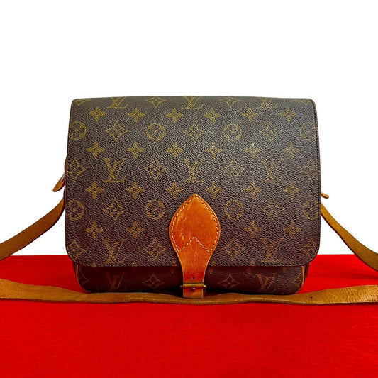 LOUIS VUITTON Shoulder Bag leather Brown Monogram Cartouchiere GM