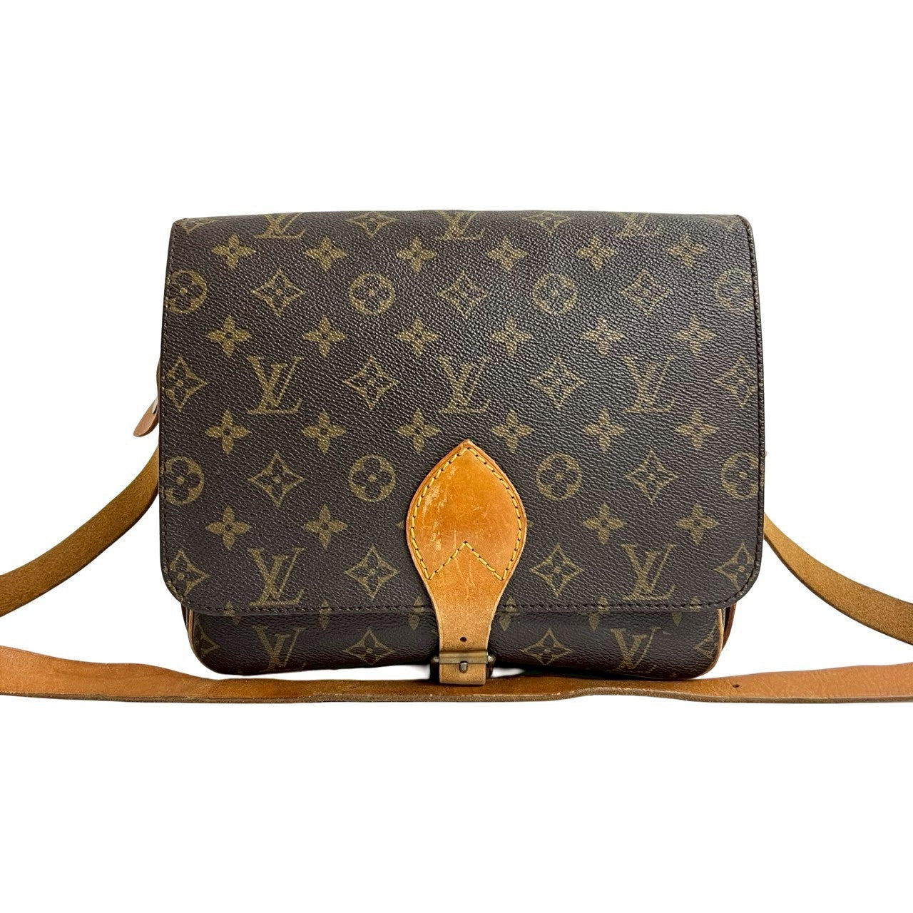 LOUIS VUITTON Shoulder Bag leather Brown Monogram Cartouchiere GM